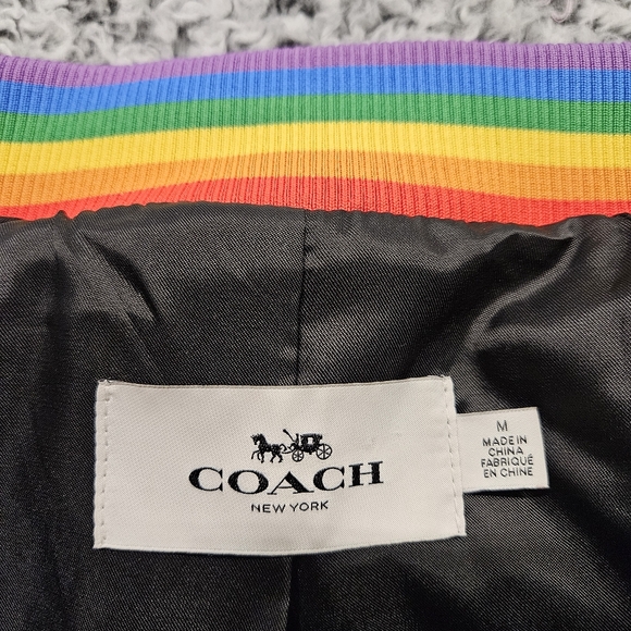 Coach Rainbow Souvenir Jacket M Medium Bomber Varsity Baby Pink Satin LGBTQ+ - Picture 5 of 16